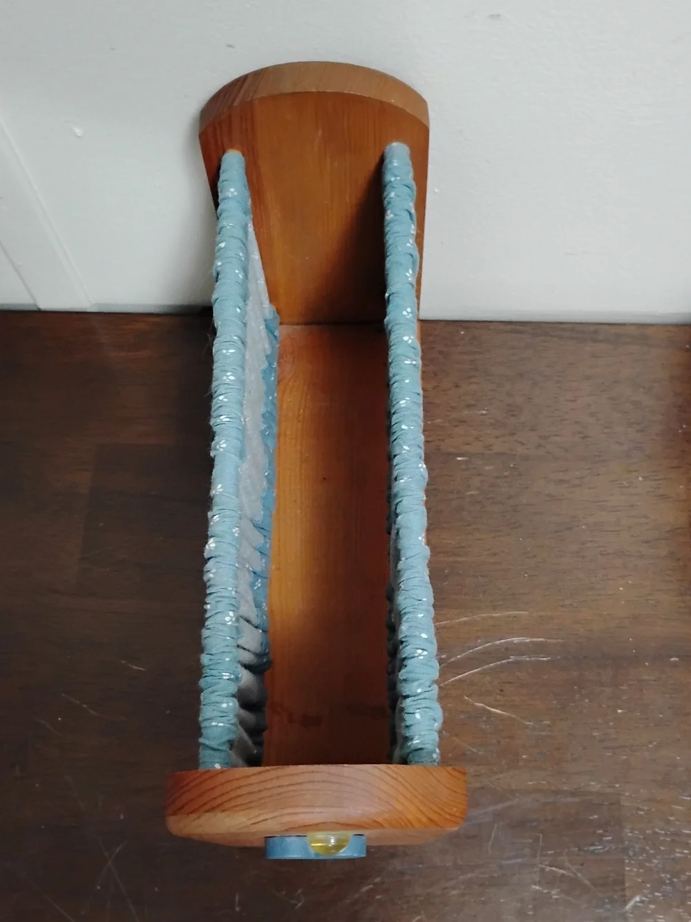 Wooden Heart Napkin Holder Curtain Kitchy Cottagecore Rustic Cabin Blue/Hearts